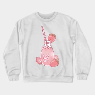 Strawberry milk with a straw Crewneck Sweatshirt